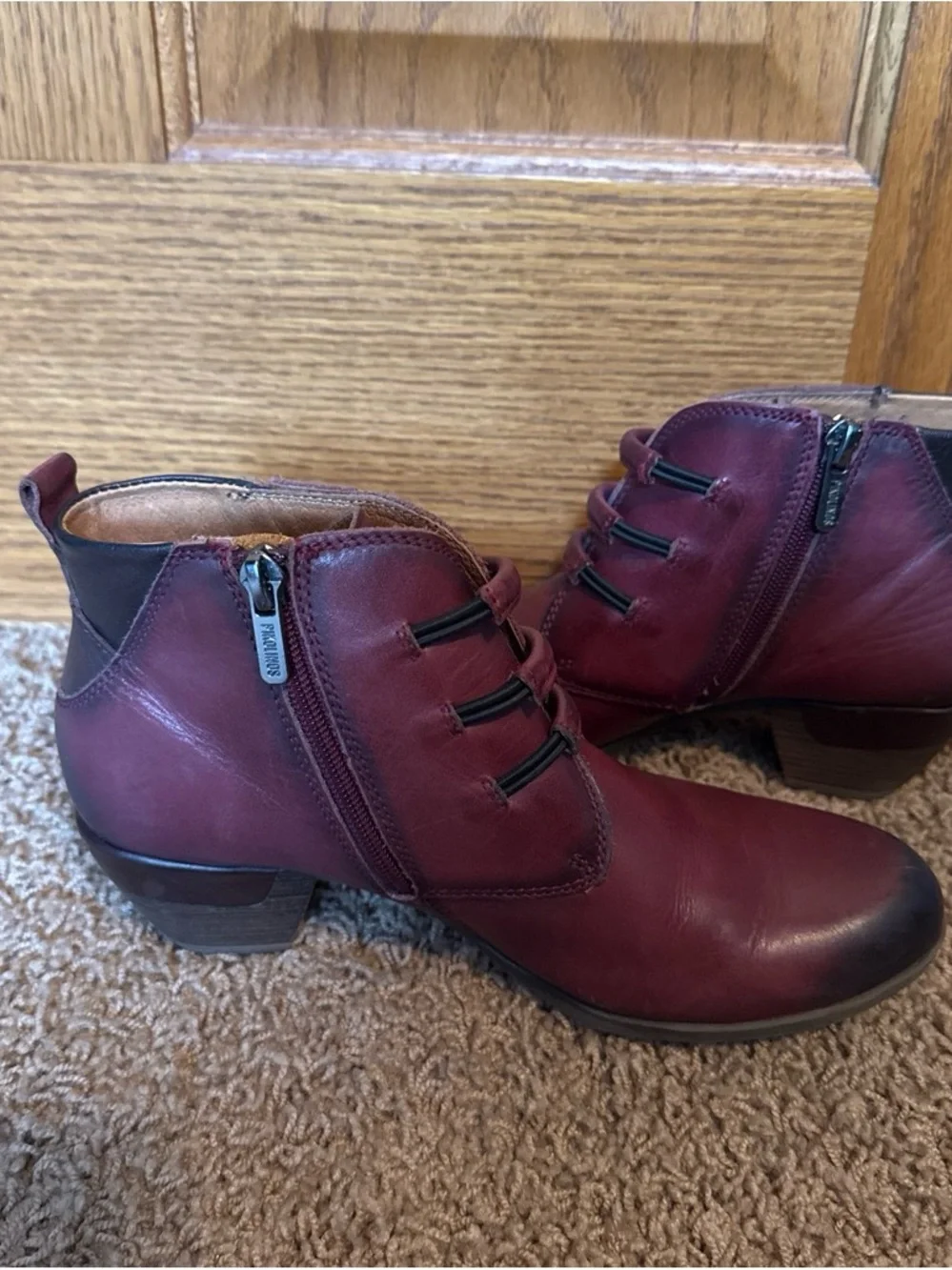 Pikolinos Women’s Red Leather Ankle Boots